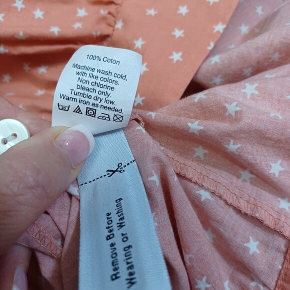 Madewell Wrap Top Star Scatter Coral Wrap Front Cotton Blouse Womens Medium - Picture 12 of 13